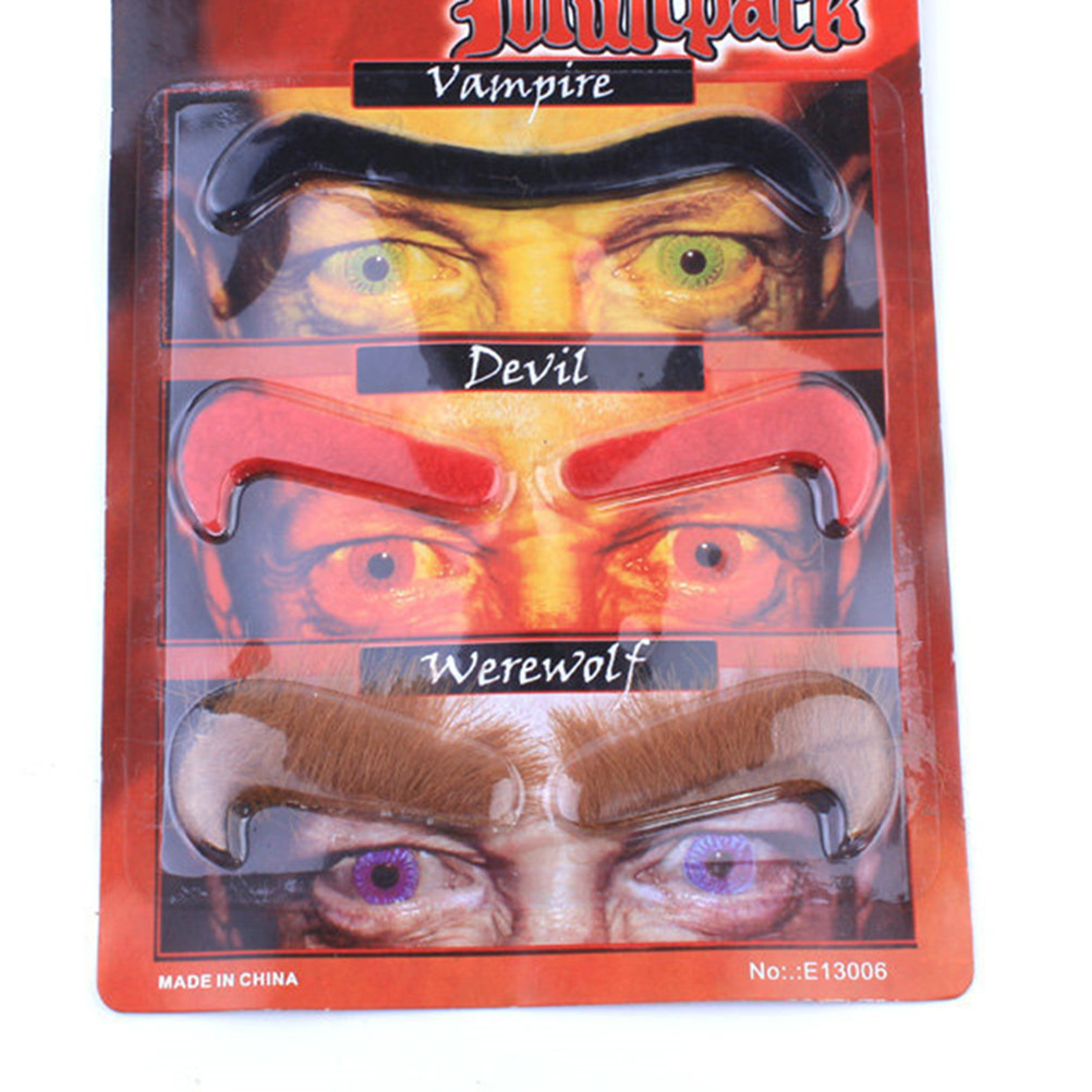 3 Pasang Alis Palsu Halloween, - Easy Cosplay Prop ulasan dan harga