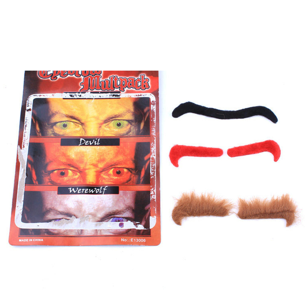 3 Pasang Alis Palsu Halloween, - Easy Cosplay Prop ulasan dan harga